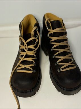 American Eagle Outfitters Dark Brown Lace-Up Boots with Tan Laces